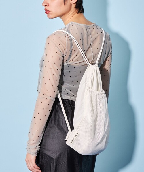 CITEN（シテン）の「＜CITEN＞メッシュコンビ ナップサック（バックパック/リュック・レディース・ブラック/シルバー/ホワイト・FREE）」の4枚目の写真