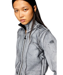Diesel D-Emy-S ジップアップデニムジャケット jentlouis Women's Zip sweatshirt in printed Track Denim | Grey | Diesel