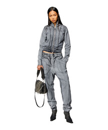 Diesel D-Emy-S ジップアップデニムジャケット jentlouis D-EMY TRACK Zip-up sweatshirt in worn-in Track Denim｜ブルー