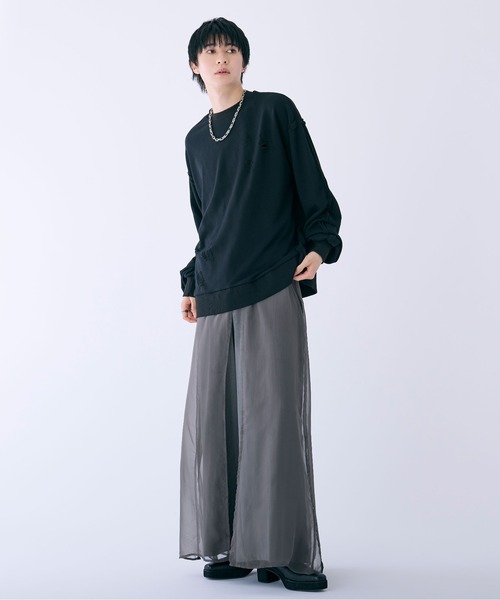 Ellno Loset（エルノロゼット）の「ダメージタックスウェット（スウェット・メンズ・グレー/ブラック・SMALL/LARGE/MEDIUM）」の4枚目の写真