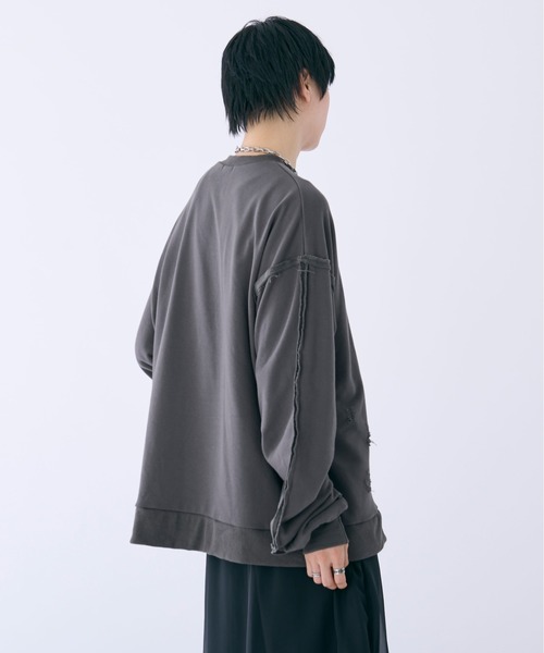 Ellno Loset（エルノロゼット）の「ダメージタックスウェット（スウェット・メンズ・グレー/ブラック・SMALL/LARGE/MEDIUM）」の12枚目の写真