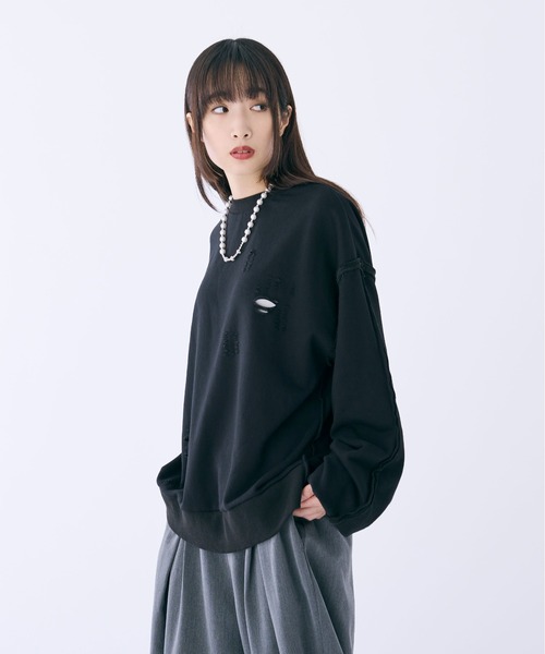 Ellno Loset（エルノロゼット）の「ダメージタックスウェット（スウェット・メンズ・グレー/ブラック・SMALL/LARGE/MEDIUM）」の7枚目の写真