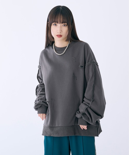 Ellno Loset（エルノロゼット）の「ダメージタックスウェット（スウェット・メンズ・グレー/ブラック・SMALL/LARGE/MEDIUM）」の14枚目の写真