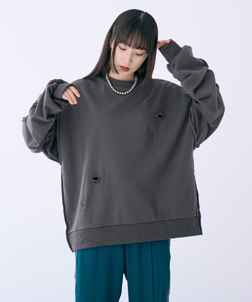 Ellno Loset（エルノロゼット）の「ダメージタックスウェット（スウェット・メンズ・グレー/ブラック・SMALL/LARGE/MEDIUM）」の15枚目の写真