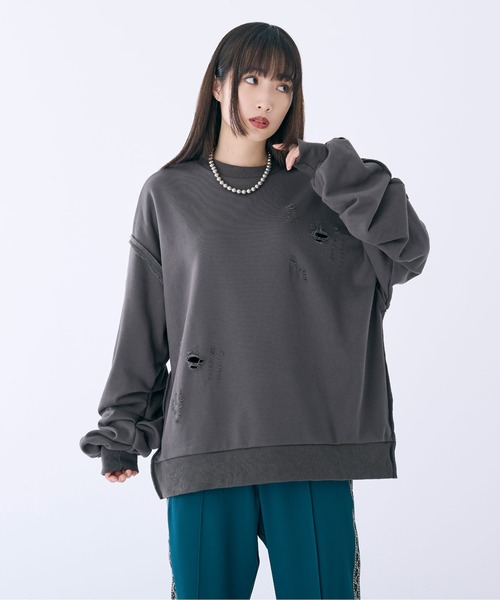 Ellno Loset（エルノロゼット）の「ダメージタックスウェット（スウェット・メンズ・グレー/ブラック・SMALL/LARGE/MEDIUM）」の16枚目の写真