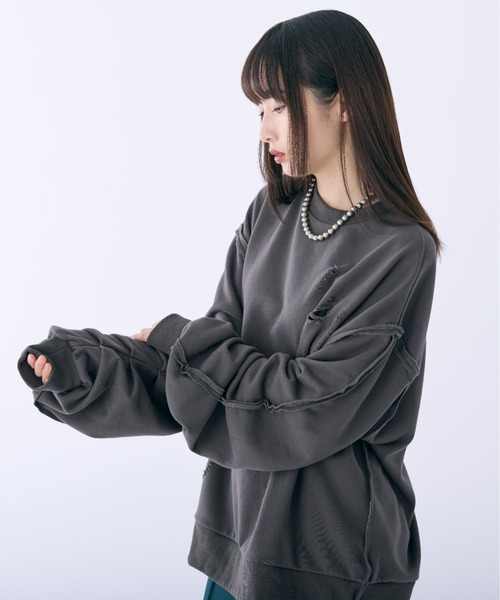 Ellno Loset（エルノロゼット）の「ダメージタックスウェット（スウェット・メンズ・グレー/ブラック・SMALL/LARGE/MEDIUM）」の18枚目の写真