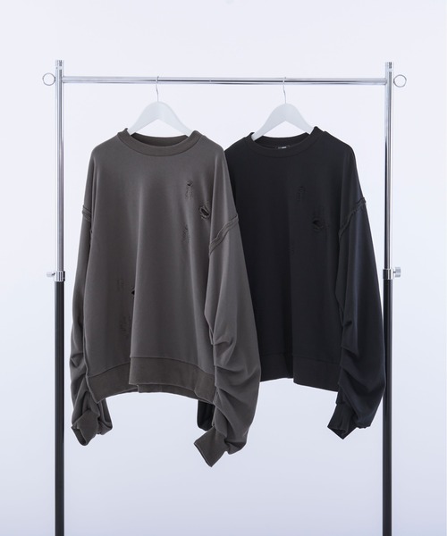 Ellno Loset（エルノロゼット）の「ダメージタックスウェット（スウェット・メンズ・グレー/ブラック・SMALL/LARGE/MEDIUM）」の22枚目の写真