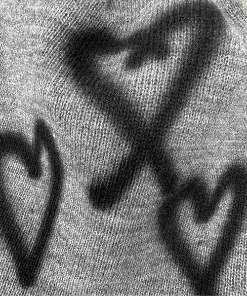 jiasecond.（ジアセカンド）の「【jiasecond.】ハートデザインビーニー / 帽子 ニット帽 ニットワッチ プリント ブラック グレー（ニットキャップ/ビーニー・レディース・ブラック/グレー・FREE）」の7枚目の写真