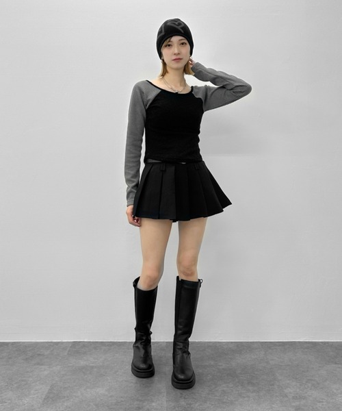 jiasecond.（ジアセカンド）の「【jiasecond.】ハートデザインビーニー / 帽子 ニット帽 ニットワッチ プリント ブラック グレー（ニットキャップ/ビーニー・レディース・ブラック/グレー・FREE）」の17枚目の写真