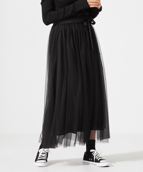 チャコット　ウエストフリルチュールスカート　ブラック　M Chacott（チャコット）の「ウエストフリルチュールスカート（スカート