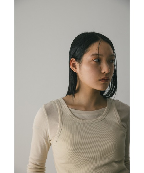 STYLEMIXER（スタイルミキサー）の「2ピースシアーレイヤードトップ（Tシャツ/カットソー・レディース・ライトベージュ/サックスブルー/ホワイト/チャコールグレー・FREE）」の21枚目の写真