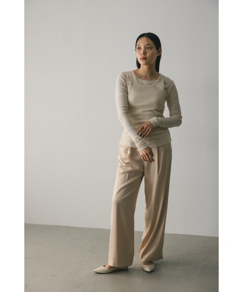 STYLEMIXER（スタイルミキサー）の「2ピースシアーレイヤードトップ（Tシャツ/カットソー・レディース・ライトベージュ/サックスブルー/ホワイト/チャコールグレー・FREE）」の22枚目の写真