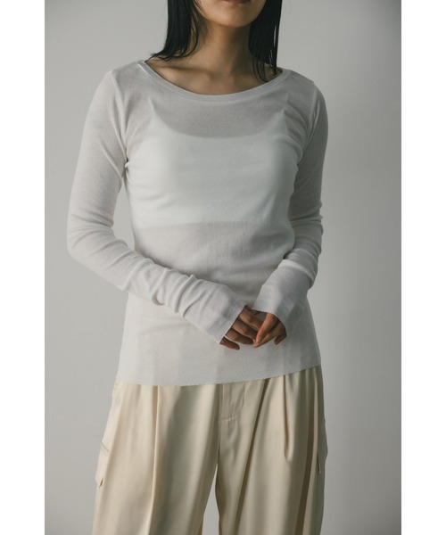 STYLEMIXER（スタイルミキサー）の「2ピースシアーレイヤードトップ（Tシャツ/カットソー・レディース・ライトベージュ/サックスブルー/ホワイト/チャコールグレー・FREE）」の5枚目の写真