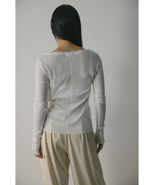 STYLEMIXER（スタイルミキサー）の「2ピースシアーレイヤードトップ（Tシャツ/カットソー・レディース・ライトベージュ/サックスブルー/ホワイト/チャコールグレー・FREE）」の6枚目の写真