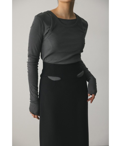 STYLEMIXER（スタイルミキサー）の「2ピースシアーレイヤードトップ（Tシャツ/カットソー・レディース・ライトベージュ/サックスブルー/ホワイト/チャコールグレー・FREE）」の12枚目の写真