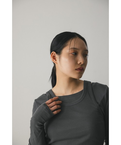 STYLEMIXER（スタイルミキサー）の「2ピースシアーレイヤードトップ（Tシャツ/カットソー・レディース・ライトベージュ/サックスブルー/ホワイト/チャコールグレー・FREE）」の13枚目の写真