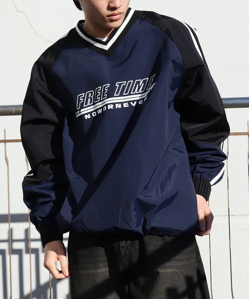 WESTSEA（ウエストシー）の「Vネック ラグラン切替 ナイロンプルオーバー　/ブロークコア（ナイロンジャケット・メンズ・チャコール/ネイビー/サックスブルー/オフホワイト・M/L）」の22枚目の写真