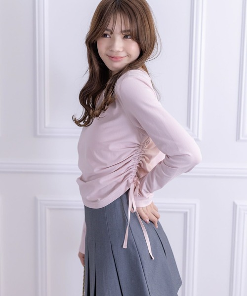 Rene ルネ　半袖 トップス 前リボン付き　未使用 セール】サイドドロストリボン長袖トップス（Tシャツ/カットソー