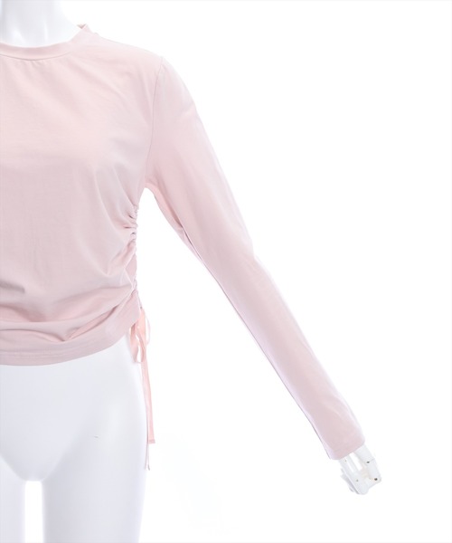 clear（クリア）の「サイドドロストリボン長袖トップス（Tシャツ/カットソー・レディース・オフホワイト/ブラック/ピンク・F）」の8枚目の写真