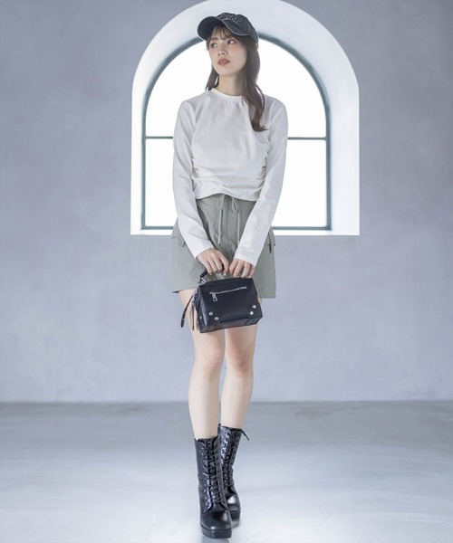 clear（クリア）の「サイドドロストリボン長袖トップス（Tシャツ/カットソー・レディース・オフホワイト/ブラック/ピンク・F）」の17枚目の写真