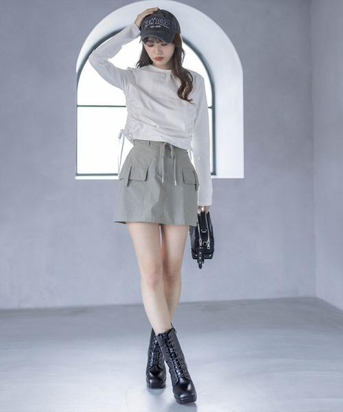 clear（クリア）の「サイドドロストリボン長袖トップス（Tシャツ/カットソー・レディース・オフホワイト/ブラック/ピンク・F）」の18枚目の写真