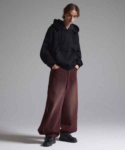 GRANCY ブラウン バギー デニム GRANCY】ZipDesign Buggy DenimPants / ジップデザイン バギーデニム