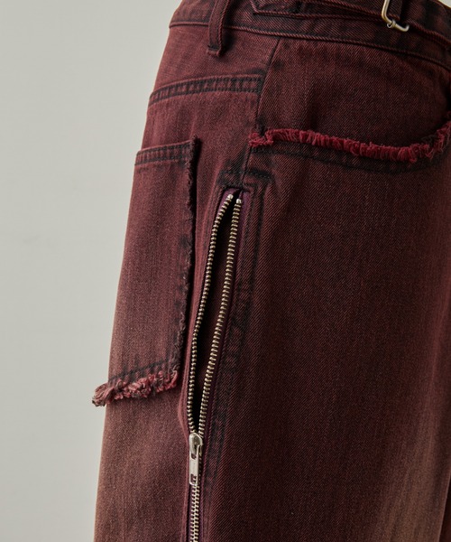 【GRANCY】ジップデザイン バギーデニム パンツ グランシー　ブラウン　美品 GRANCY】ZipDesign Buggy DenimPants / ジップデザイン バギーデニム