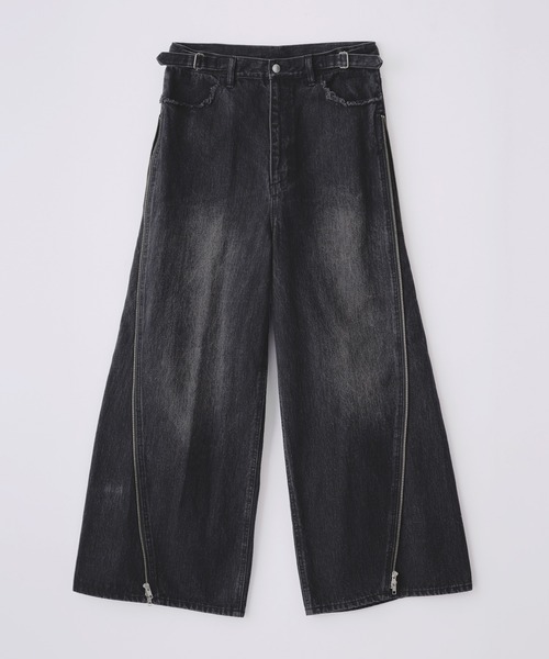 GRANCY バギーデニム　パンツ　黒 GRANCY】ZipDesign Buggy DenimPants / ジップデザイン バギーデニム