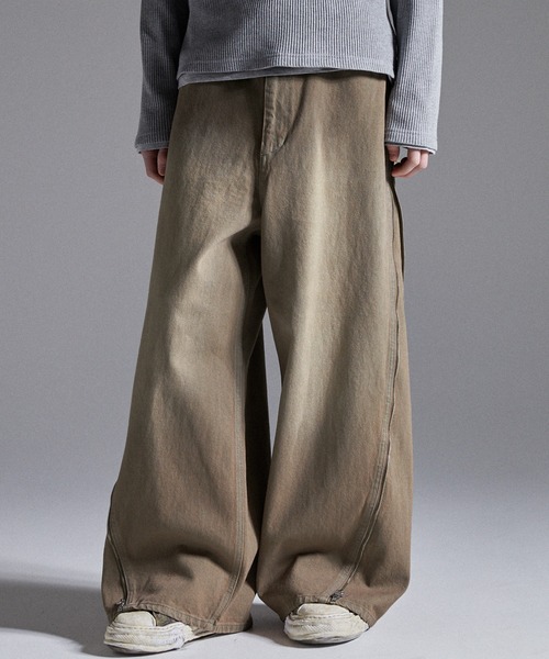 GRANCYジップデザイン バギーデニム パンツ Ｓ GRANCY】ZipDesign Buggy DenimPants / ジップデザイン バギーデニム