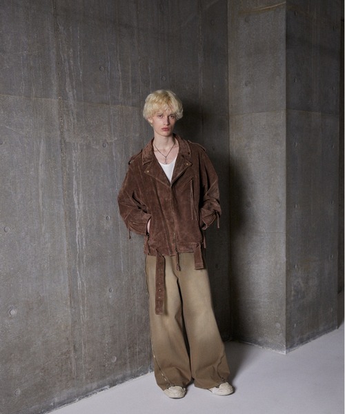 【GRANCY】ジップデザイン バギーデニム パンツ レッド L GRANCY（グランシー）の「GRANCYZipDesign grancy ジップデザイン
