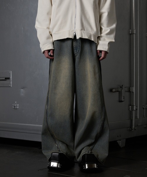 GRANCY グランシー ジップデザイン バギーデニム パンツ M BLACK GRANCY】ZipDesign Buggy DenimPants / ジップデザイン バギー