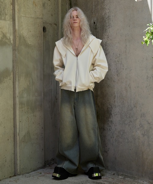 GRANCY ジップデザイン バギーデニムパンツ S GRANCY】ZipDesign Buggy DenimPants / ジップデザイン バギー