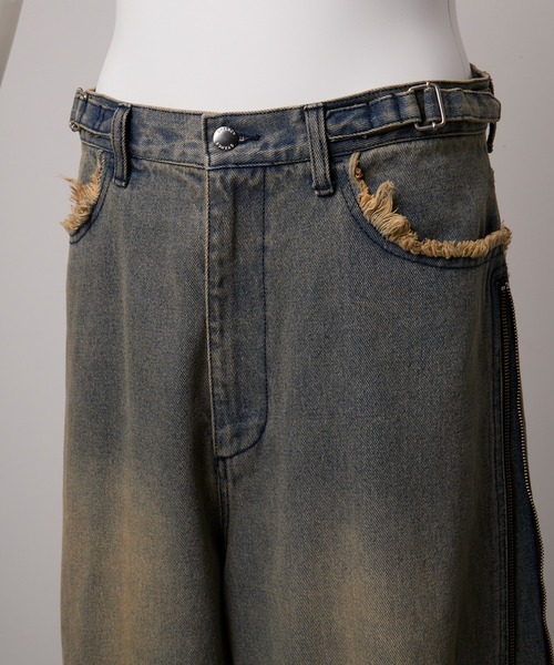 GRANCY ジップデザイン バギーデニムパンツ Mサイズ　ブルー GRANCY】ZipDesign Buggy DenimPants / ジップデザイン バギー