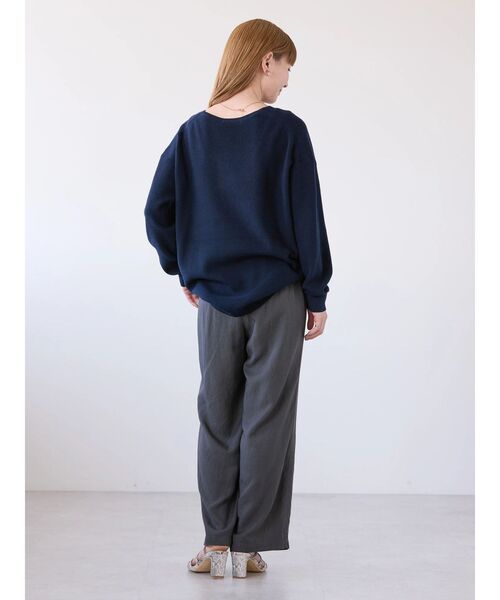 セール】Vネック片畦ニットプルオーバー（ニット/セーター