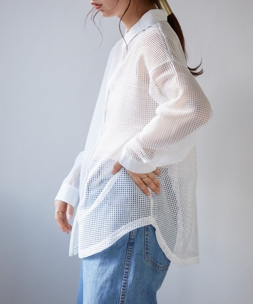 ◆boohoo◆ クリンクルビスコース ロングスリーブ シャツ/ white オーバーサイズ シャツ （Ecru）| Sunspel