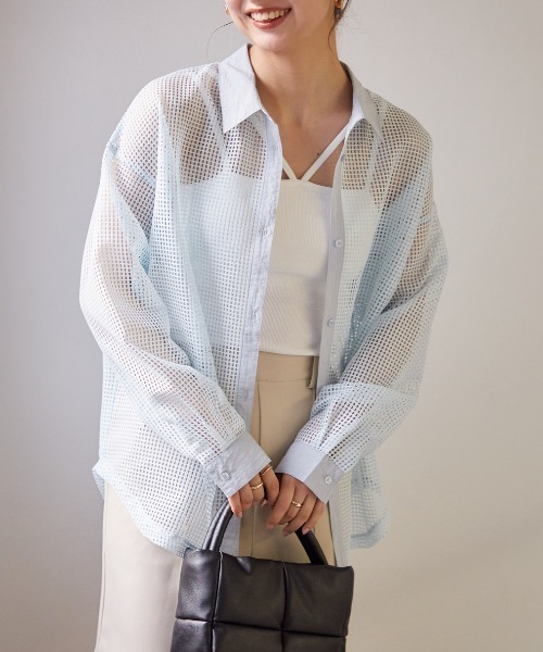 ◆boohoo◆ クリンクルビスコース ロングスリーブ シャツ/ taupe セール】パイピングロングスリーブメッシュシャツ（シャツ