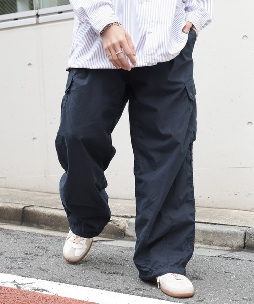 RAGEBLUE（レイジブルー）の「Nylon & cotton/wide military cargo pants / ナイロンコットン ワイドミリタリー カーゴパンツ パラシュートパンツ（カーゴパンツ・メンズ・ネイビー/ホワイト/ブラック/カーキ/グレー・SMALL/MEDIUM/LARGE）」の10枚目の写真