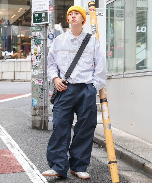 RAGEBLUE（レイジブルー）の「Nylon & cotton/wide military cargo pants / ナイロンコットン ワイドミリタリー カーゴパンツ パラシュートパンツ（カーゴパンツ・メンズ・ネイビー/ホワイト/ブラック/カーキ/グレー・SMALL/MEDIUM/LARGE）」の14枚目の写真