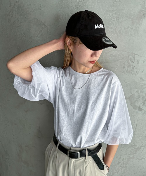 feepur(フェピュール)の「チュールバルーンスリーブTee(Tシャツ/カットソー・レディース・オフホワイト/ブラック/オートミール・MEDIUM)」の1枚目の写真