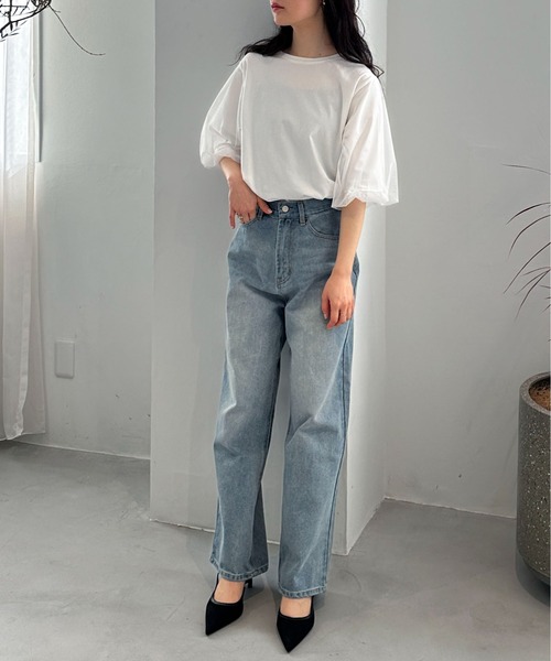 feepur(フェピュール)の「チュールバルーンスリーブTee(Tシャツ/カットソー・レディース・オフホワイト/ブラック/オートミール・MEDIUM)」の5枚目の写真