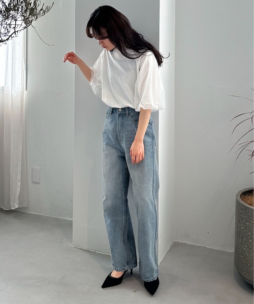 feepur(フェピュール)の「チュールバルーンスリーブTee(Tシャツ/カットソー・レディース・オフホワイト/ブラック/オートミール・MEDIUM)」の6枚目の写真