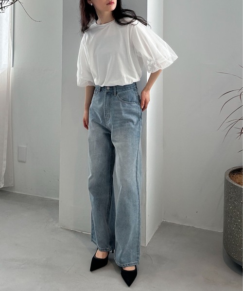 feepur(フェピュール)の「チュールバルーンスリーブTee(Tシャツ/カットソー・レディース・オフホワイト/ブラック/オートミール・MEDIUM)」の4枚目の写真