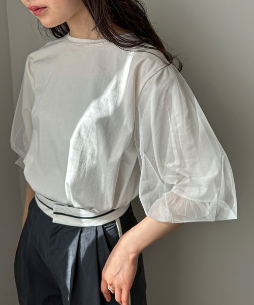feepur(フェピュール)の「チュールバルーンスリーブTee(Tシャツ/カットソー・レディース・オフホワイト/ブラック/オートミール・MEDIUM)」の16枚目の写真