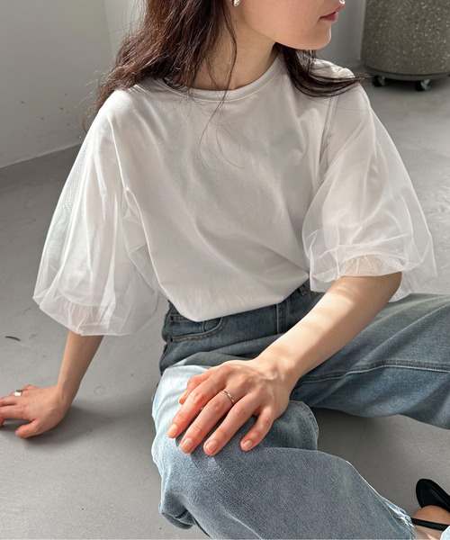 feepur(フェピュール)の「チュールバルーンスリーブTee(Tシャツ/カットソー・レディース・オフホワイト/ブラック/オートミール・MEDIUM)」の10枚目の写真