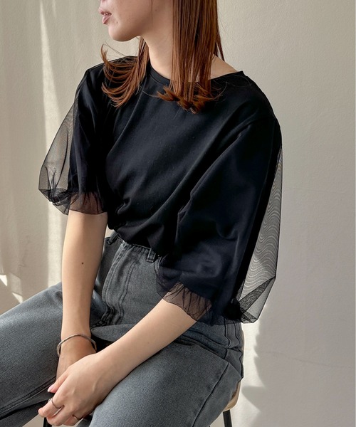 feepur(フェピュール)の「チュールバルーンスリーブTee(Tシャツ/カットソー・レディース・オフホワイト/ブラック/オートミール・MEDIUM)」の22枚目の写真