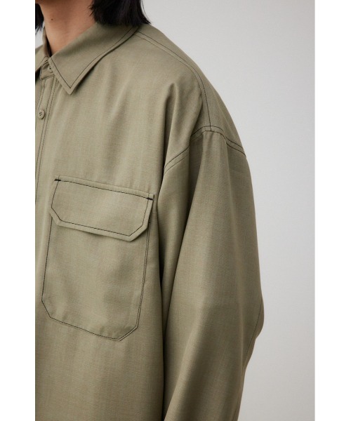 AZUL by moussy（アズールバイマウジー）の「アウトステッチCPOシャツ（シャツ/ブラウス・メンズ・ブラック/カーキ・FREE）」の10枚目の写真