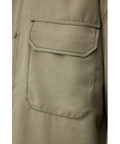 AZUL by moussy（アズールバイマウジー）の「アウトステッチCPOシャツ（シャツ/ブラウス・メンズ・ブラック/カーキ・FREE）」の11枚目の写真