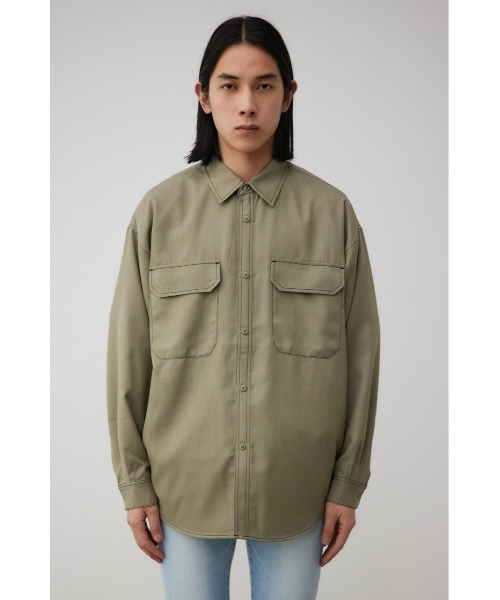 AZUL by moussy（アズールバイマウジー）の「アウトステッチCPOシャツ（シャツ/ブラウス・メンズ・ブラック/カーキ・FREE）」の6枚目の写真