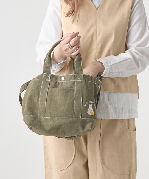 salle de bal(サルデバル)の「POLAR BEAR BANK / ポーラーベアバンク ベア―バッグ 刺繍キャンバス2WAY トート PBB 035 MMI(トートバッグ・レディース・ライトグレー/オレンジ/ブラック/アイボリー/カーキ・FREE)」の1枚目の写真