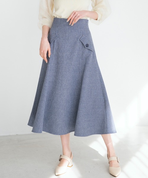 MISCH MASCH（ミッシュマッシュ）の「フラップ付きAラインスカート/MM417222（スカート・レディース・ネイビー/ベージュ/グリーン・S/M）」の12枚目の写真